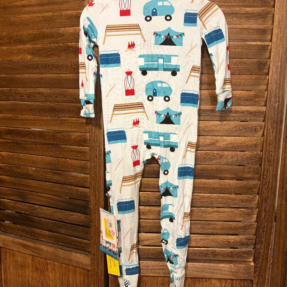 Kickee Pants Kids Long Sleeve Zipper Footie Pajama Air Camping - Picture 2 of 2